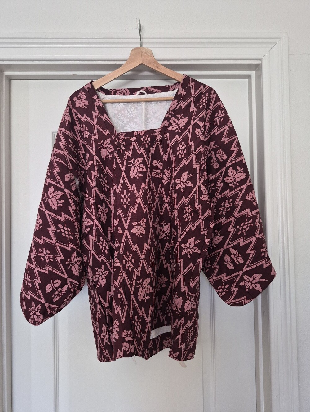 Women's Pink Floral Kimono Style Tunic Top